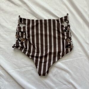 Acacia Swimwear High Waisted Leopard and Striped Bikini Bottom